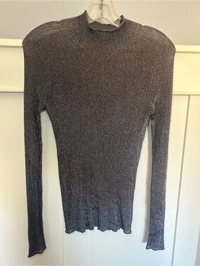 Vintage chainmail knit mesh fitted high neck long sleeve